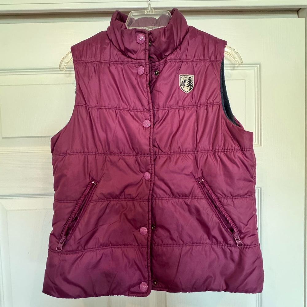 Plum Puffer Vest with Crest Logo